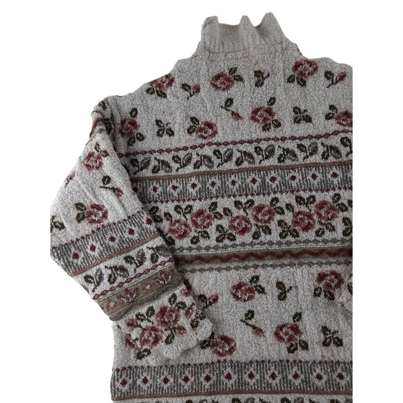 Vintage Servato Womens Rose Wool Blend Mock 3/4 Sleeve Carpet Rug Sweater S - Picture 5 of 7